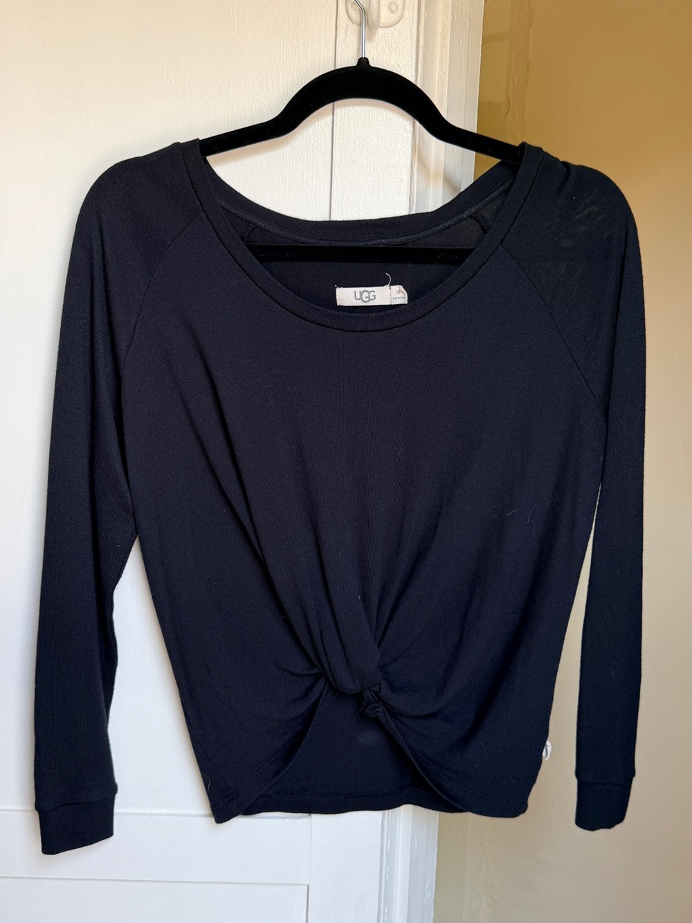 UGG Fallon Long Sleeve Knot Front Lounge Top Black XS